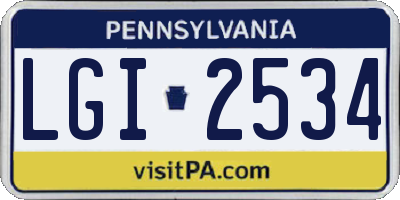 PA license plate LGI2534
