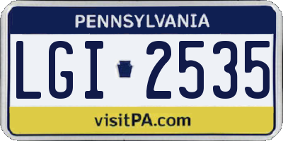 PA license plate LGI2535
