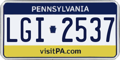 PA license plate LGI2537