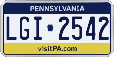PA license plate LGI2542