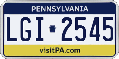 PA license plate LGI2545