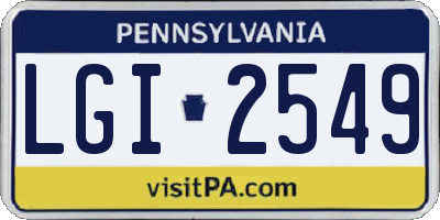 PA license plate LGI2549