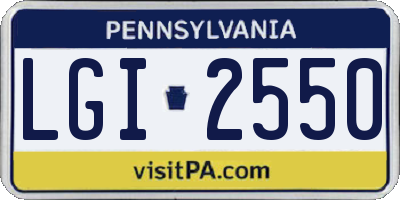 PA license plate LGI2550