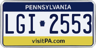 PA license plate LGI2553