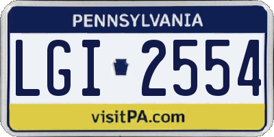 PA license plate LGI2554