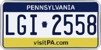 PA license plate LGI2558