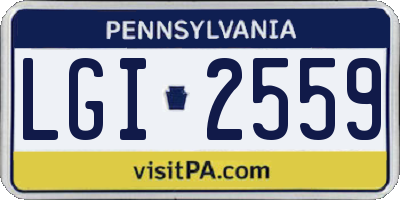 PA license plate LGI2559