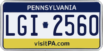 PA license plate LGI2560