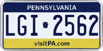 PA license plate LGI2562