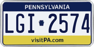 PA license plate LGI2574