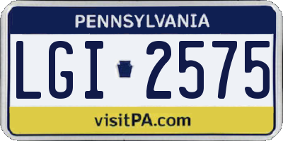 PA license plate LGI2575