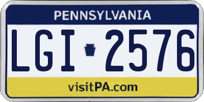 PA license plate LGI2576