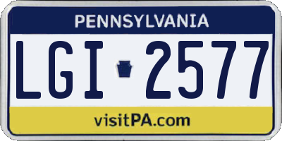 PA license plate LGI2577