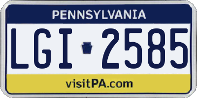 PA license plate LGI2585