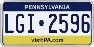 PA license plate LGI2596