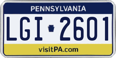 PA license plate LGI2601