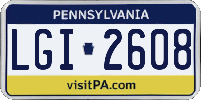 PA license plate LGI2608