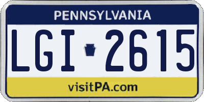 PA license plate LGI2615
