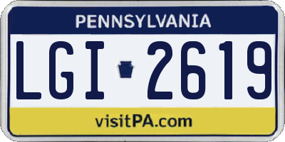 PA license plate LGI2619