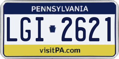 PA license plate LGI2621