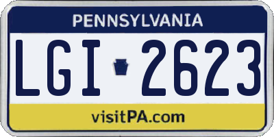 PA license plate LGI2623