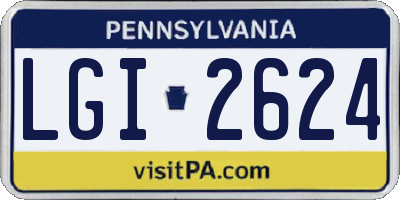 PA license plate LGI2624