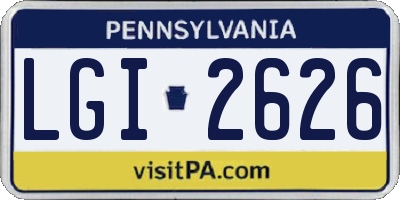 PA license plate LGI2626