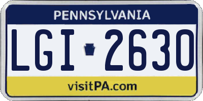 PA license plate LGI2630