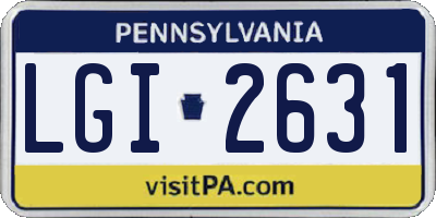 PA license plate LGI2631