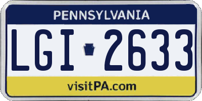 PA license plate LGI2633