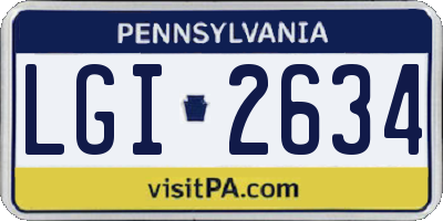 PA license plate LGI2634