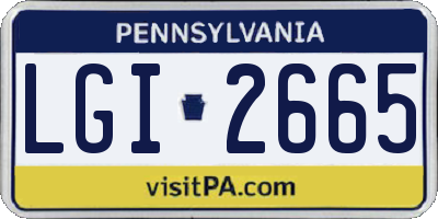 PA license plate LGI2665