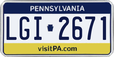 PA license plate LGI2671