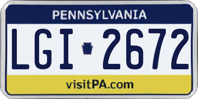 PA license plate LGI2672
