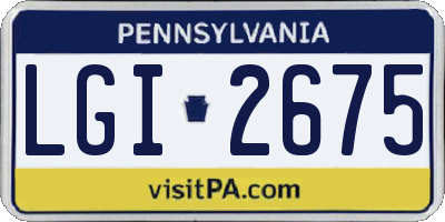 PA license plate LGI2675