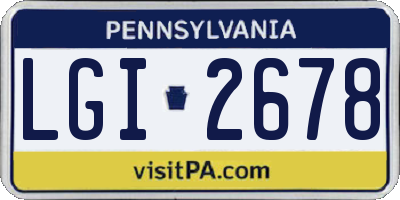 PA license plate LGI2678