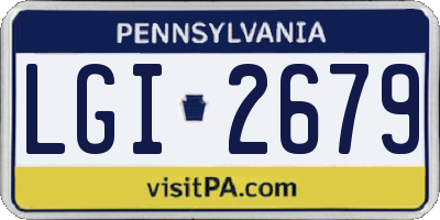 PA license plate LGI2679
