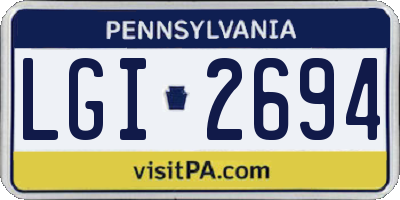 PA license plate LGI2694