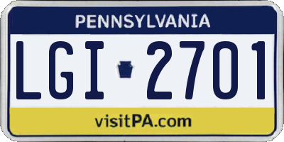 PA license plate LGI2701