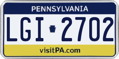 PA license plate LGI2702