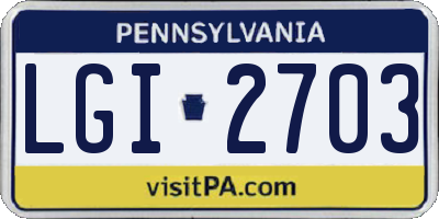 PA license plate LGI2703