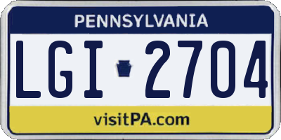 PA license plate LGI2704
