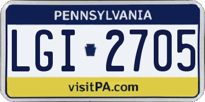 PA license plate LGI2705