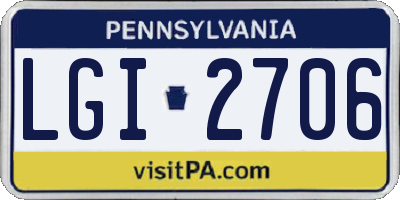 PA license plate LGI2706