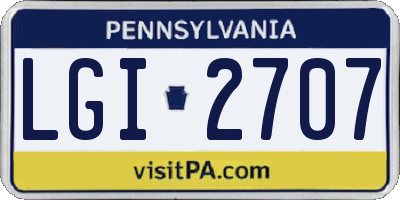 PA license plate LGI2707