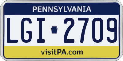 PA license plate LGI2709
