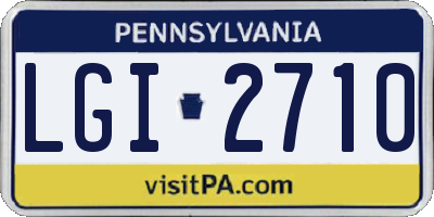 PA license plate LGI2710