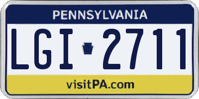 PA license plate LGI2711