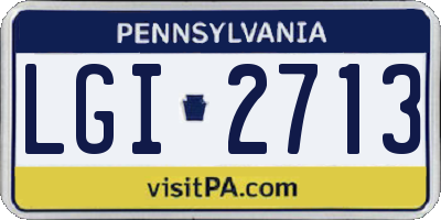 PA license plate LGI2713