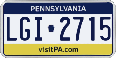 PA license plate LGI2715